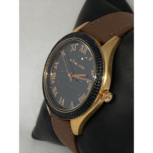 Michael Kors MK3320 Women's Brown Leather Black Analog Dial Quartz Watch QB448 - Picture 4 of 12